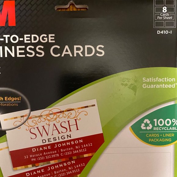 4 X 3M Print-To-Edge White Business Cards Smooth Edges Inkjet 160 Cards D410-I - Picture 5 of 11